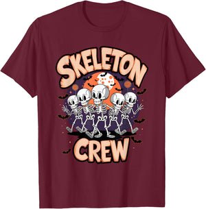 Dancing Skeleton Crew Halloween Party Fun Spooky Design T-Shirt - T-Shirt | Maroon