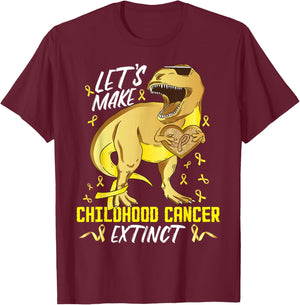 Childhood Cancer Awareness Toddler Dinosaur Childhood Cancer T-Shirt - T-Shirt | Maroon
