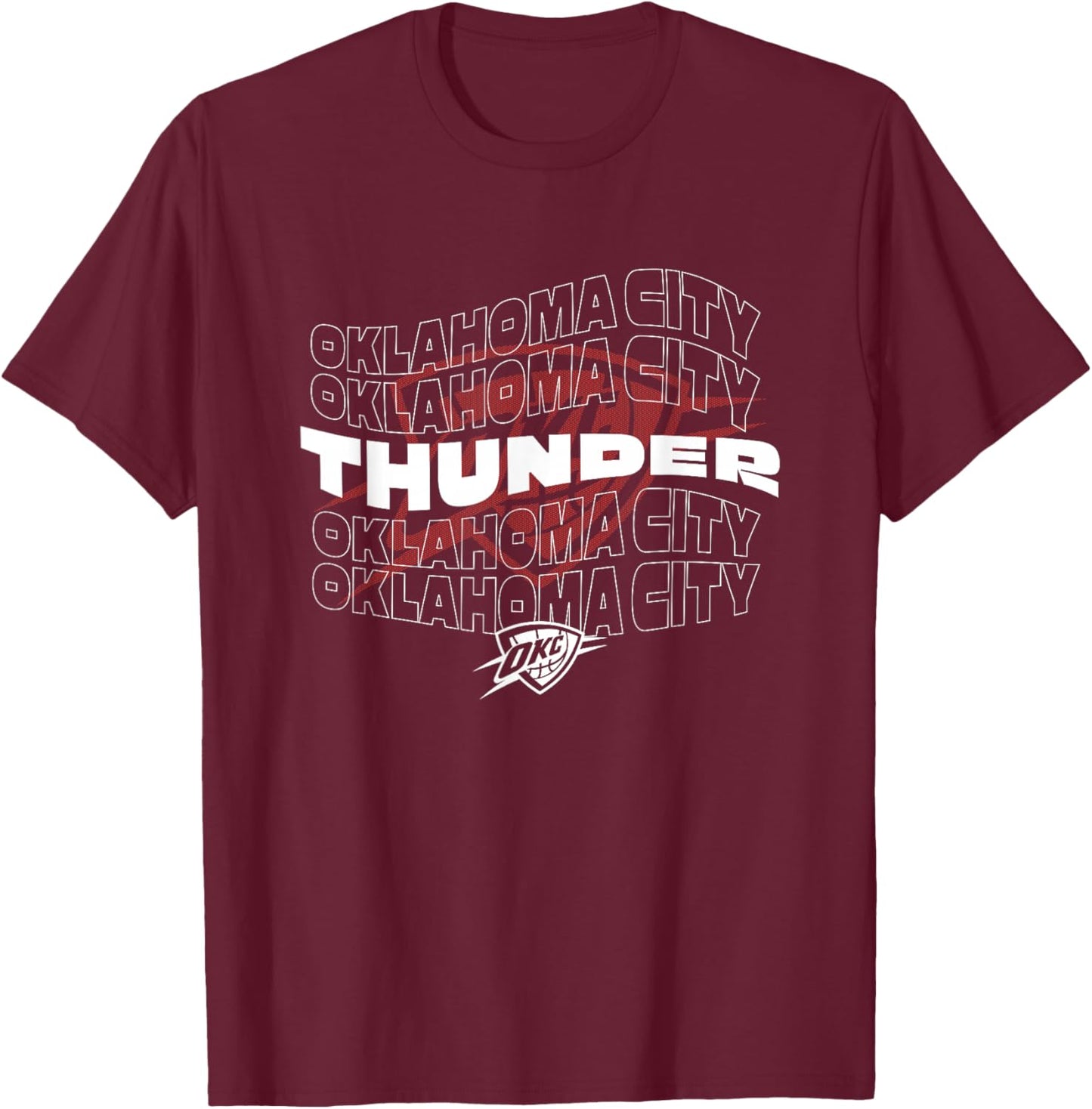 NBA Oklahoma City Thunder Wave Outline Team Logo T-Shirt - T-Shirt | Maroon