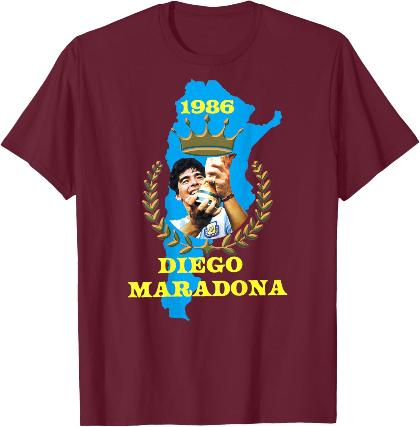 Diego Maradona_003_Back Printed T-Shirt - T-Shirt | Maroon