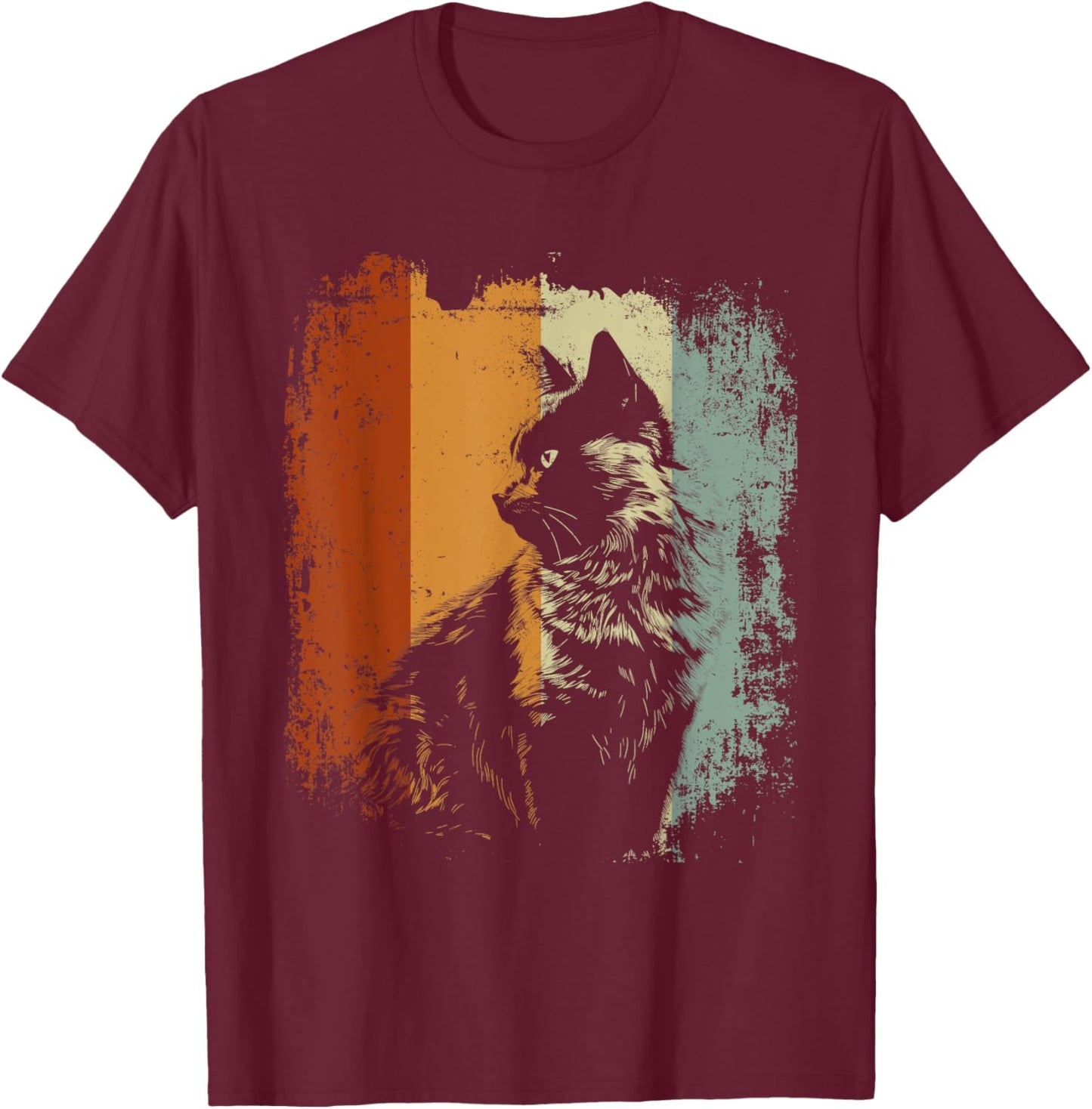 Nebelung Cat Retro Style T-Shirt - T-Shirt | Maroon