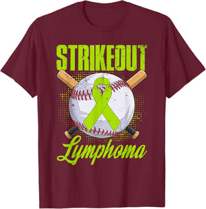 Strikeout Lymphoma Awareness Fighter Warrior Baseball Ball T-Shirt - T-Shirt | Maroon
