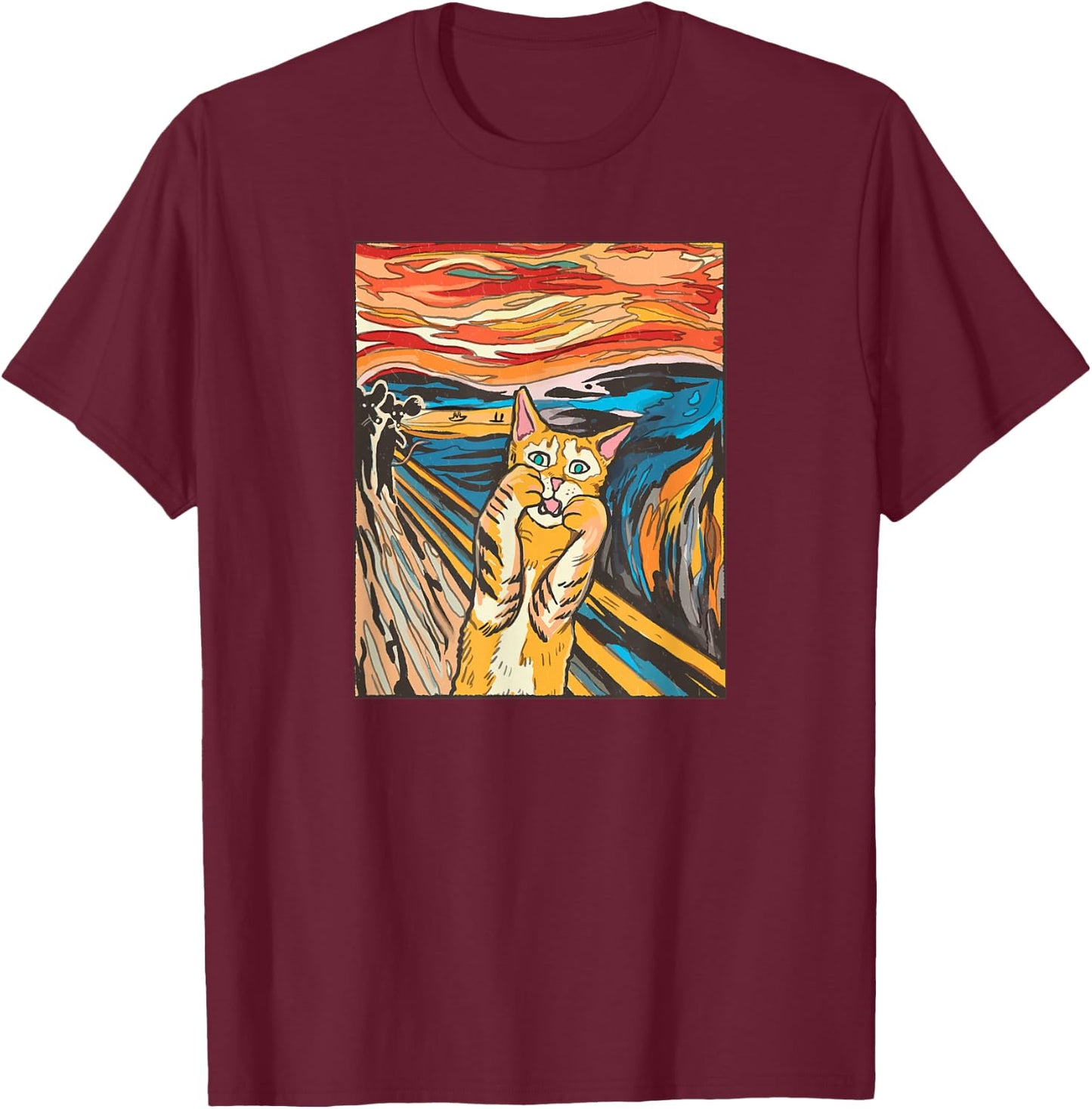 The Scream Painting a Funny Parody of Edvard Munch's T-Shirt - T-Shirt | Maroon