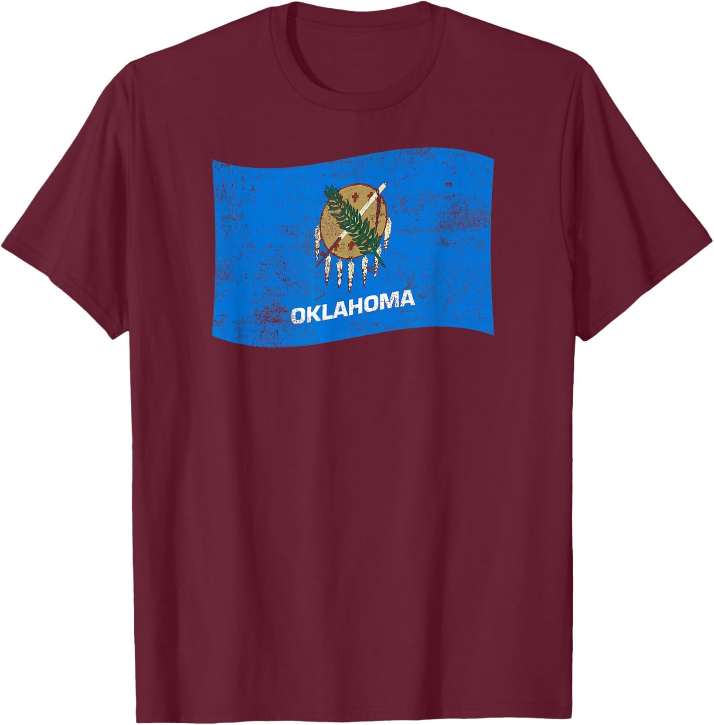 Oklahoma Waving State Flag – OK Oklahoman T-Shirt - T-Shirt | Maroon
