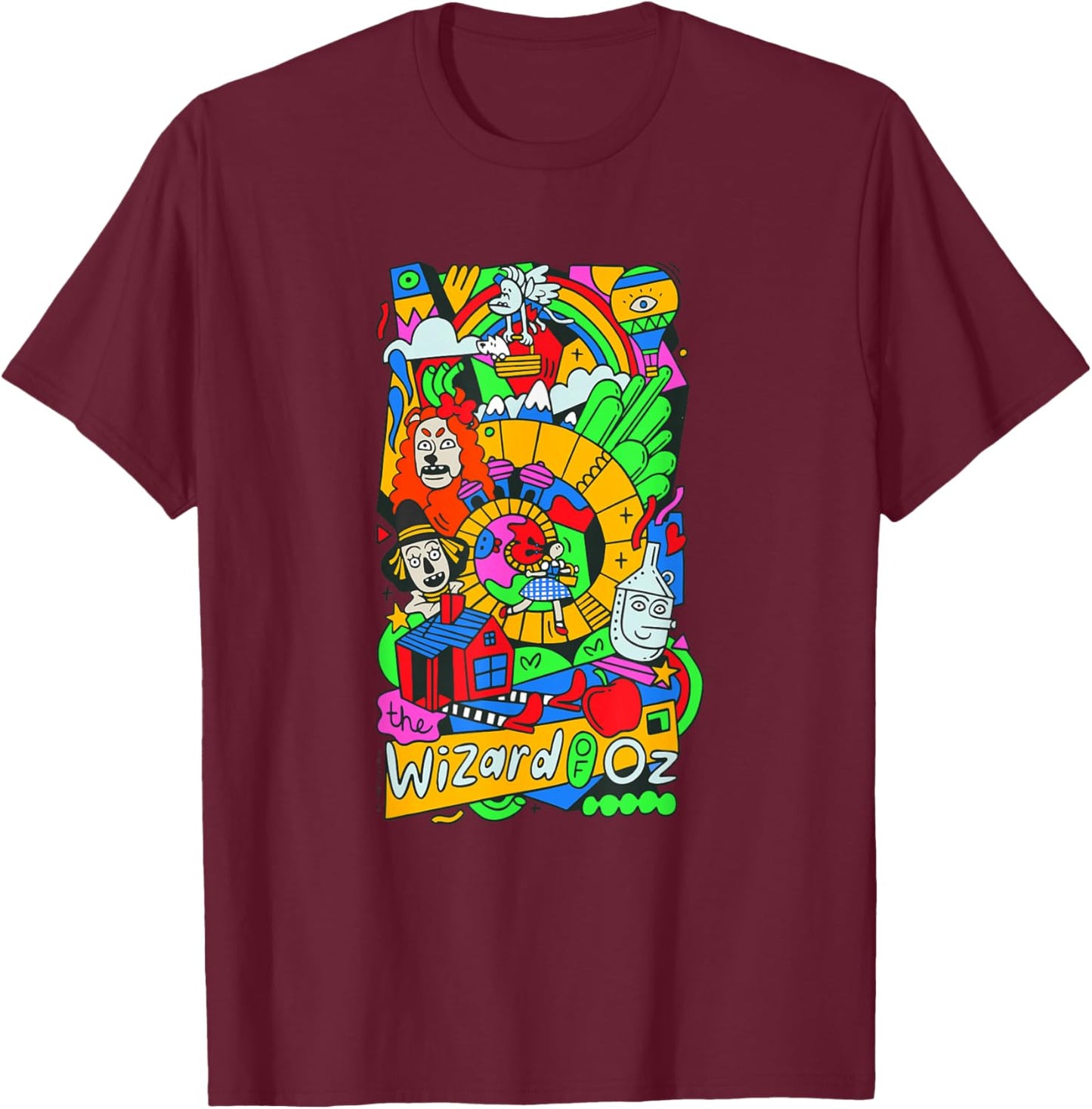 WB100 The Wizard Of Oz The Yellow Brick Road Groovy Group T-Shirt - T-Shirt | Maroon