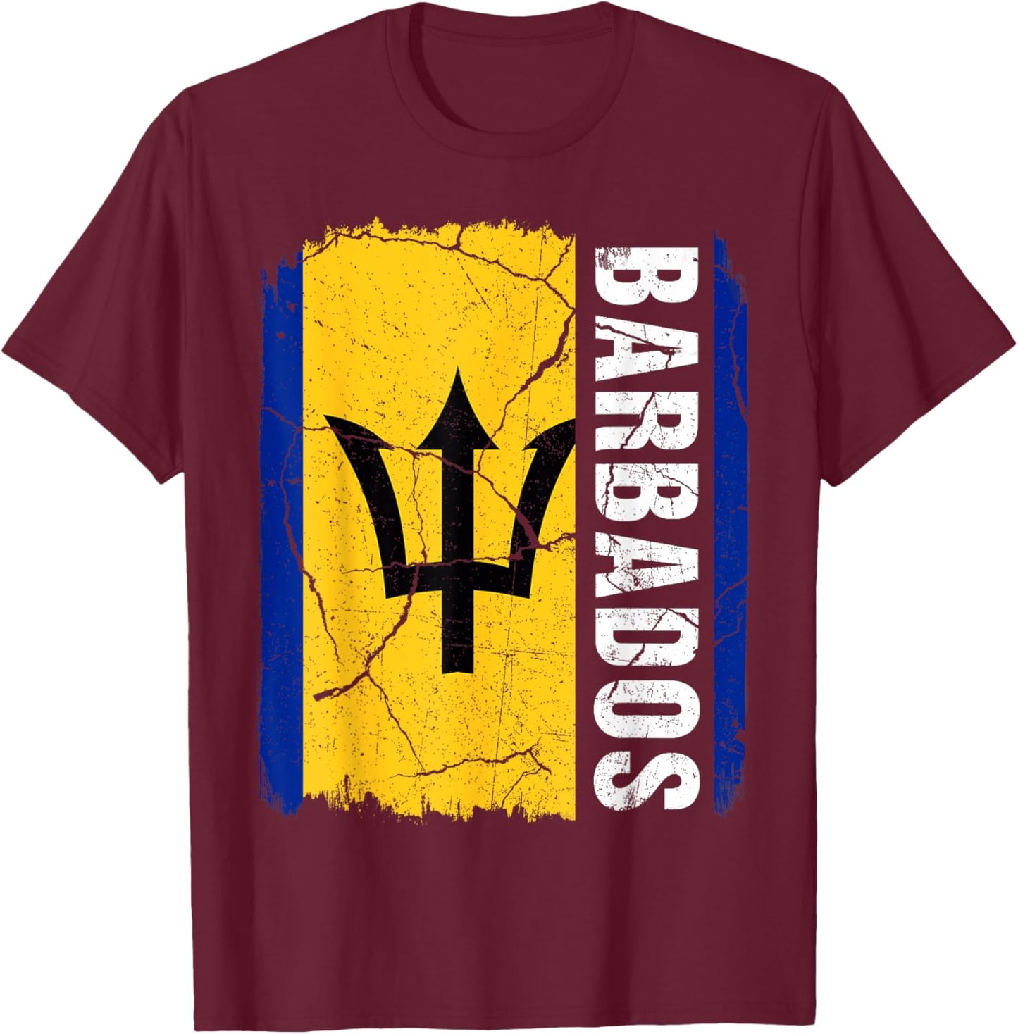 Vintage Barbadian Flag Barbados Pride Roots Heritage T-Shirt - T-Shirt | Maroon