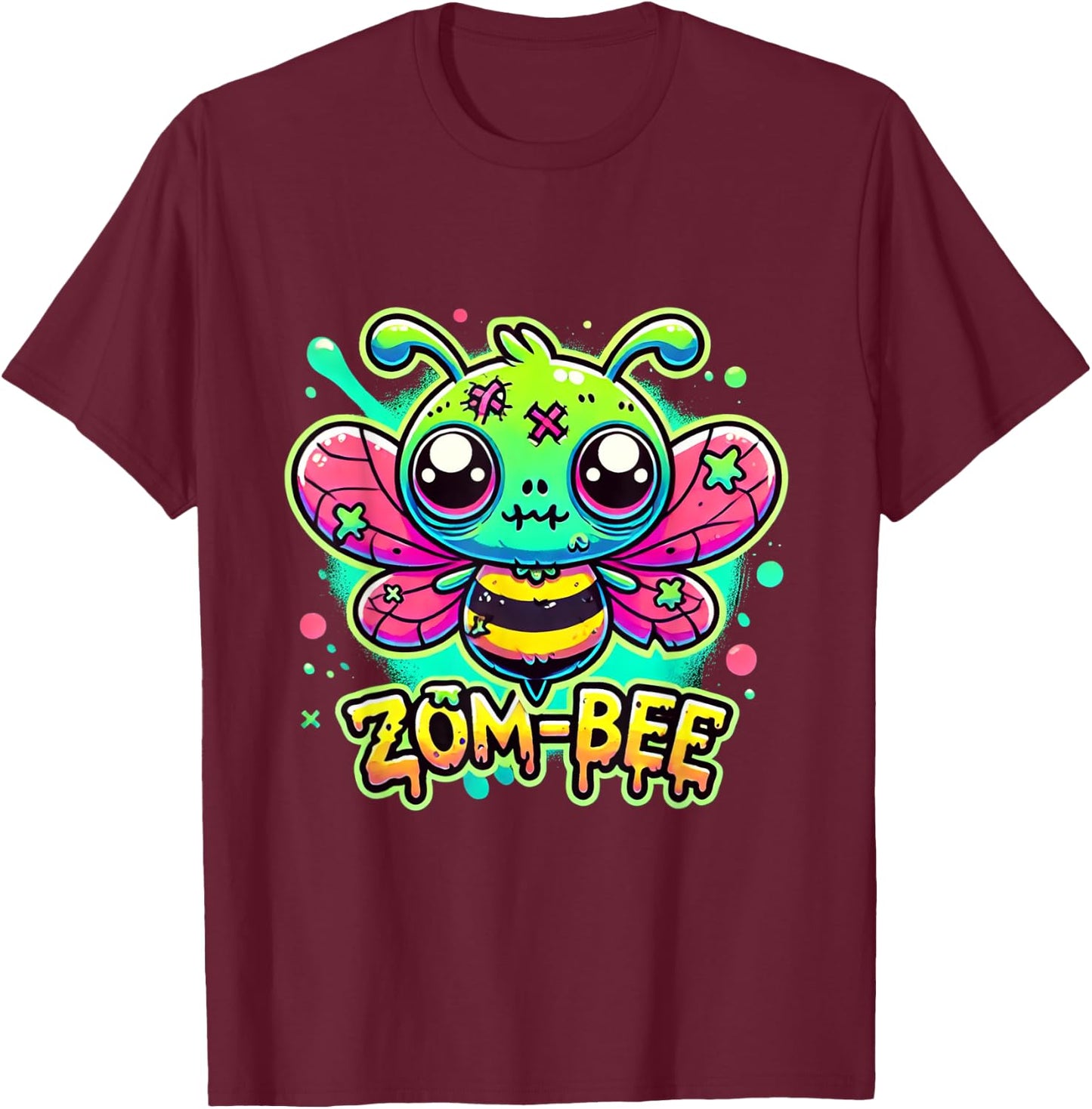 Zom-Bee Cute Halloween Creepy Zombie Bee Cartoon T-Shirt - T-Shirt | Maroon