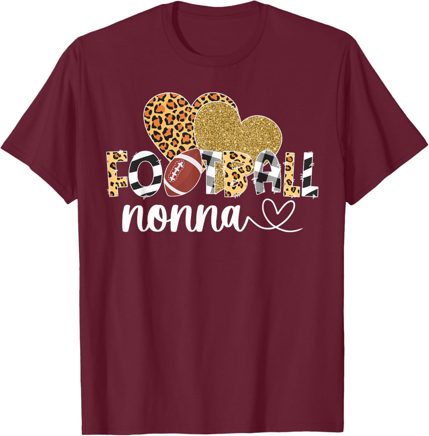 Football Nonna Heart Grandma Nonna Of A Football Player T-Shirt - T-Shirt | Maroon