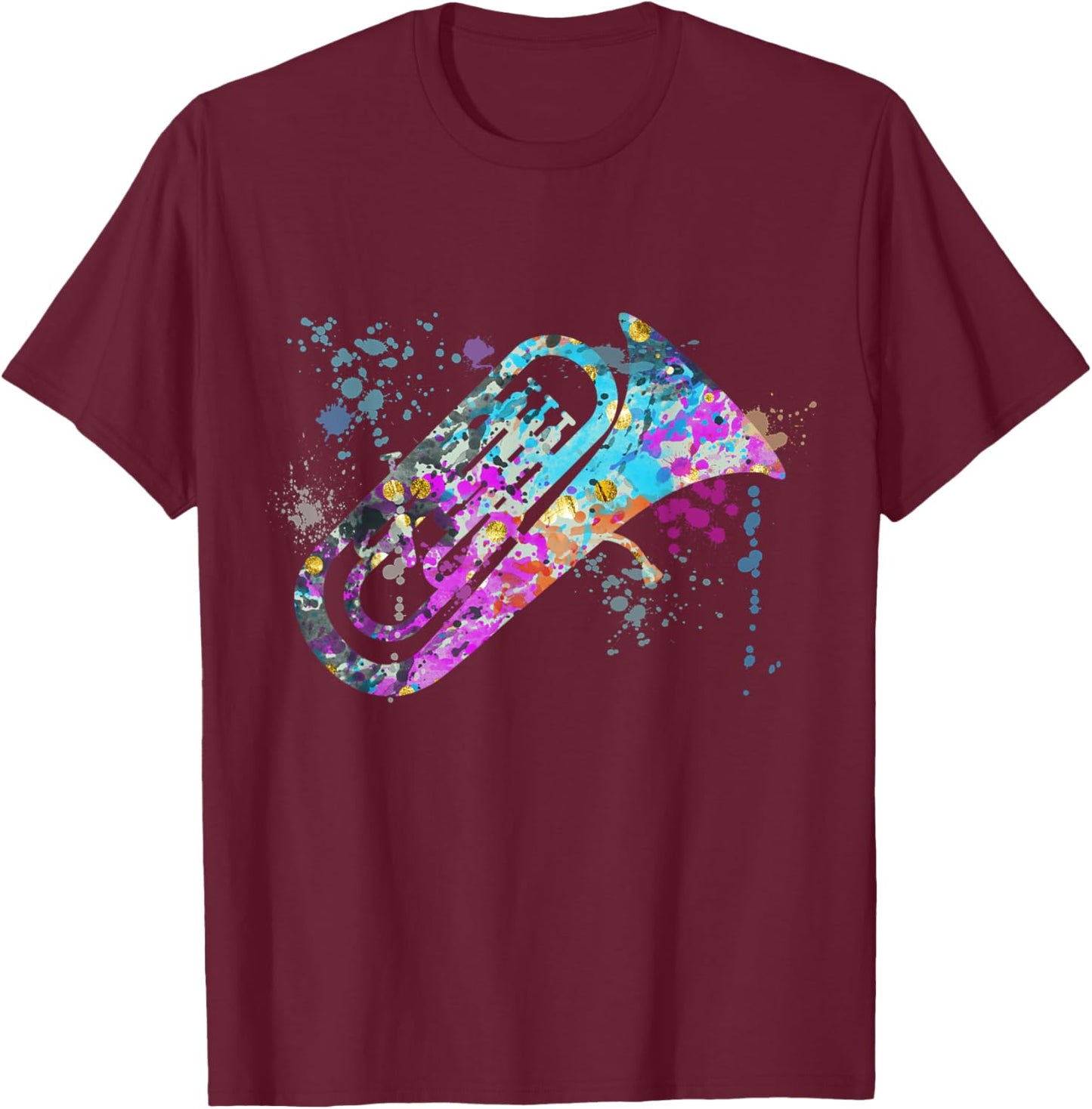 Abstract Euphoniums Instruments Silhouette Euphoniums T-Shirt - T-Shirt | Maroon