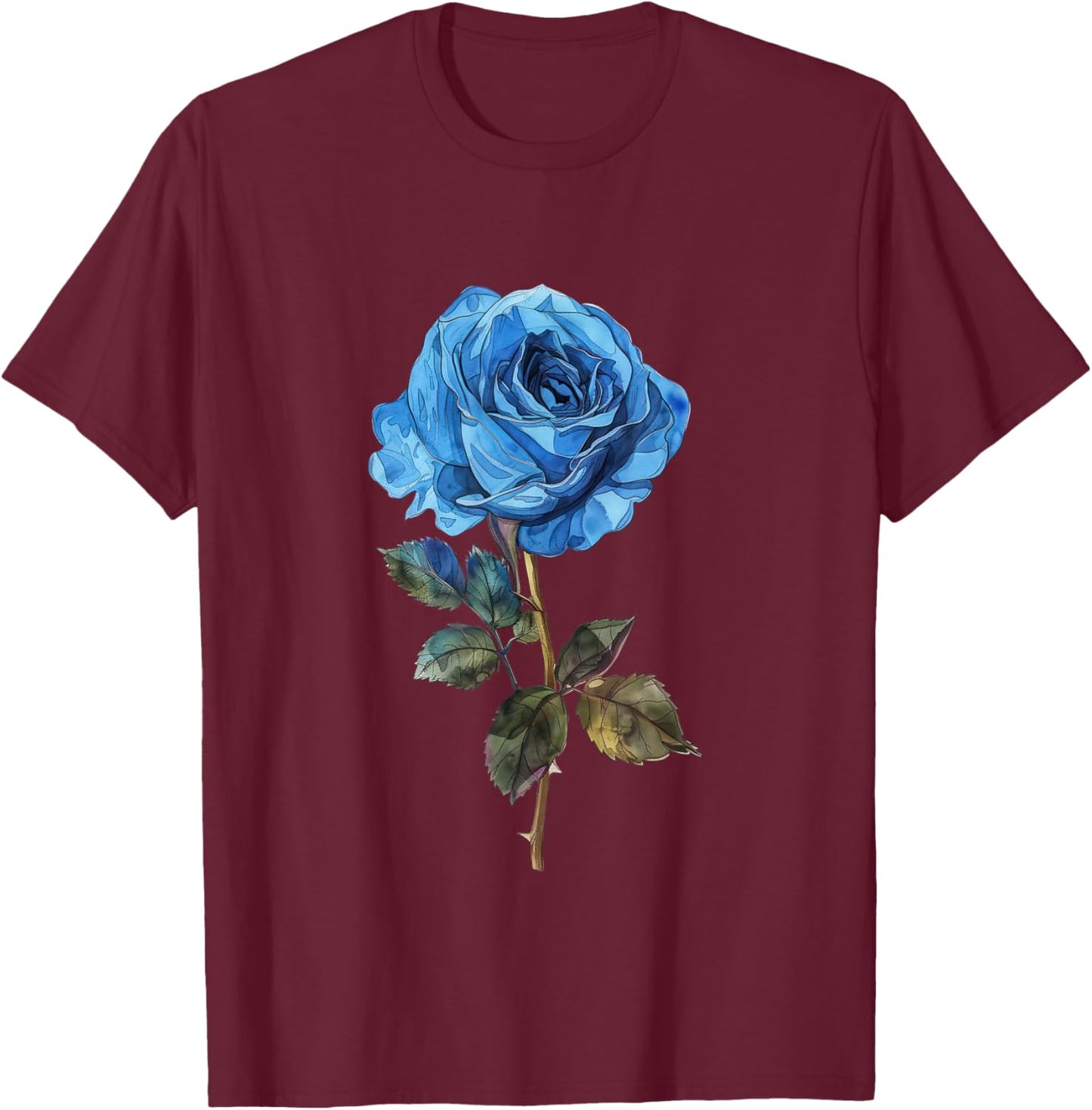 199 Flowers Blue Rose Graphic T-Shirt - T-Shirt | Maroon