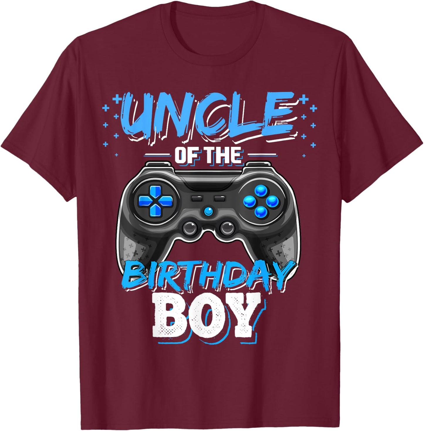Uncle of the Birthday Boy Matching Video Game Birthday Gift T-Shirt - T-Shirt | Maroon