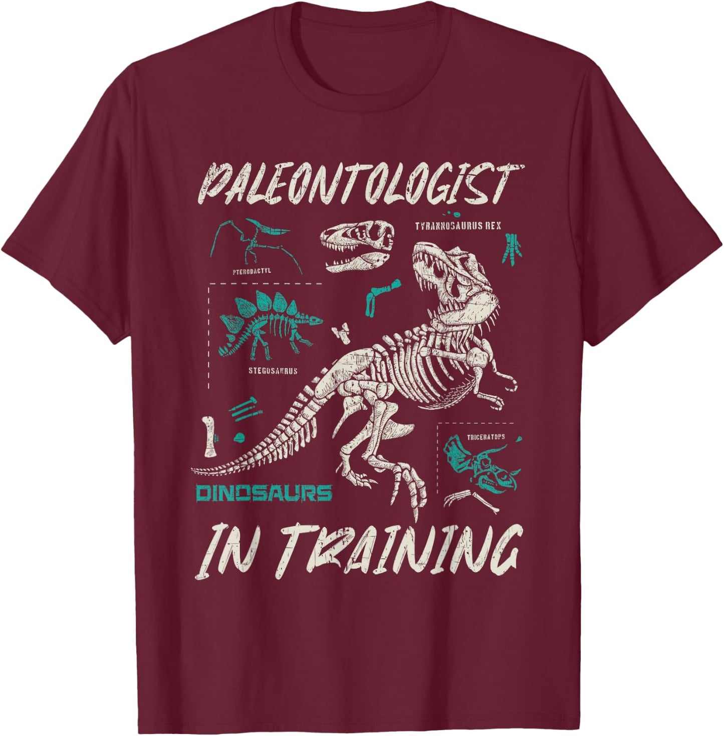 Paleontologist In Training Kids Children Fun Fossil Hunting T-Shirt - T-Shirt | Maroon