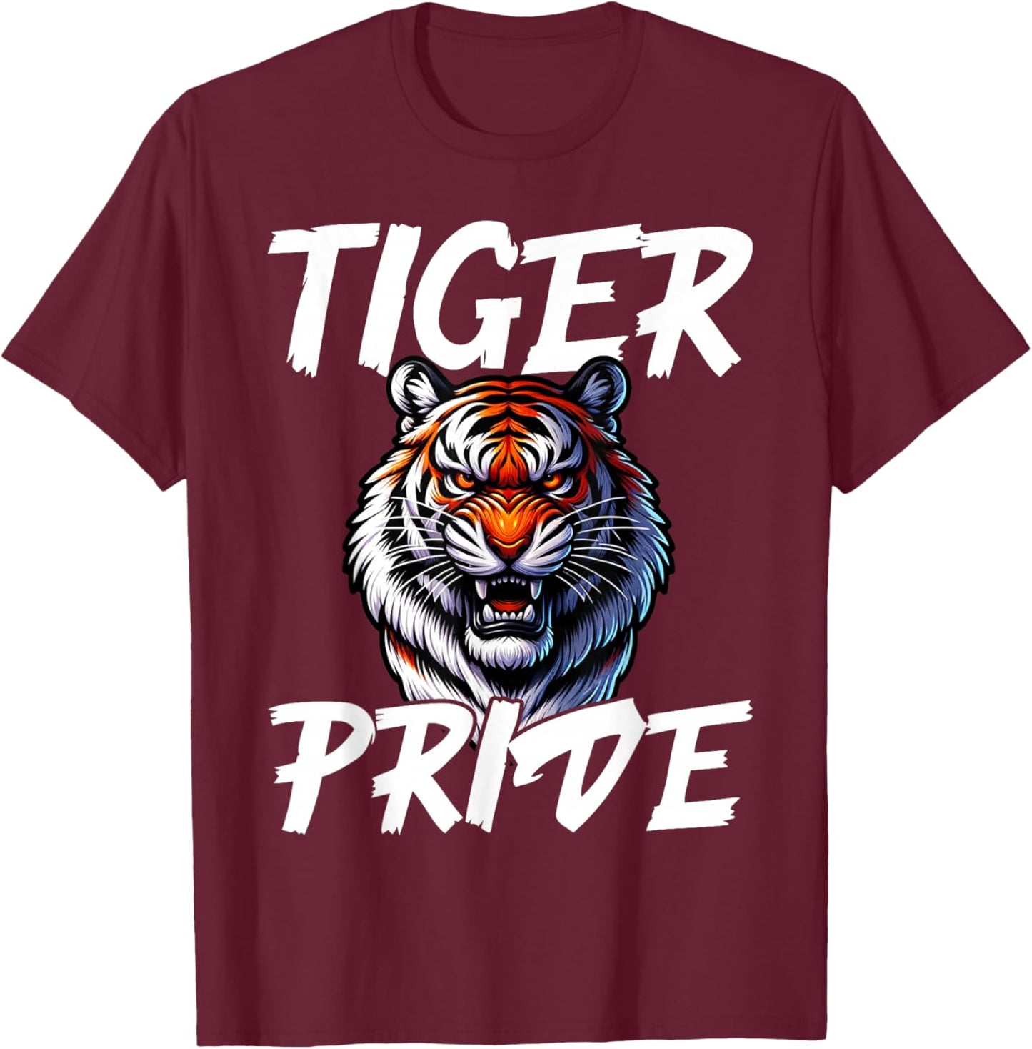 Cool Tiger Pride Wild Animal Lover Wildlife Nature Graphic T-Shirt - T-Shirt | Maroon