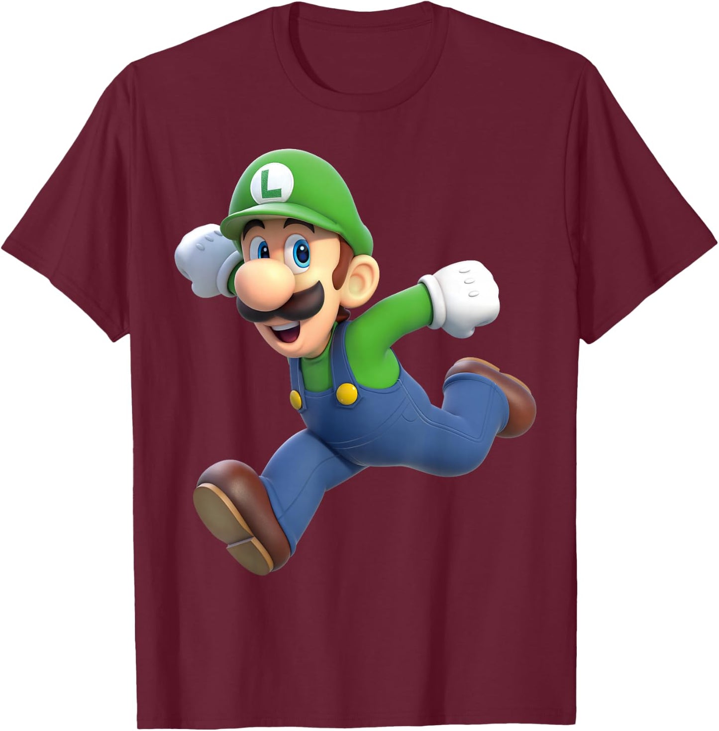 Super Mario Luigi 3D Poster T-Shirt - T-Shirt | Maroon