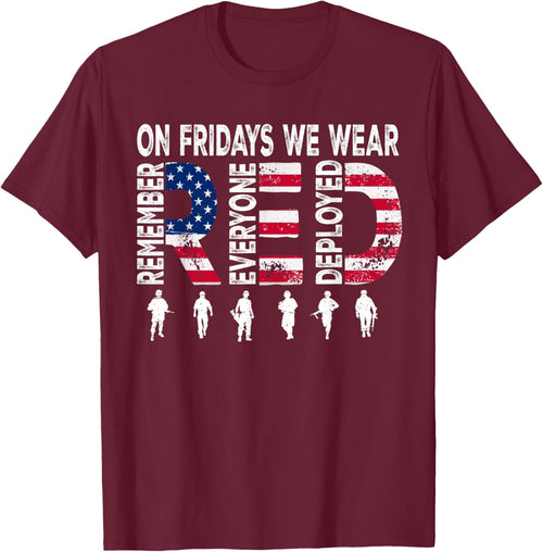 On Friday We Wear Red Friday Military Support troops US Flag