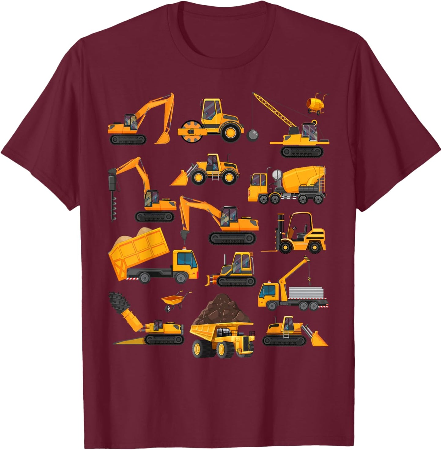 Vehicles Construction Trucks Gifts Women Boys Girls T-Shirt - T-Shirt | Maroon