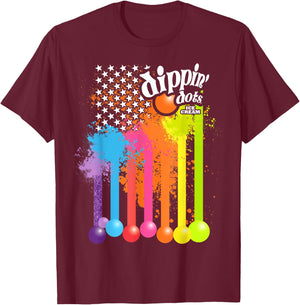 Patriotic USA Flag Dripping Ice Cream Nation Dippin Dots T-Shirt - T-Shirt | Maroon