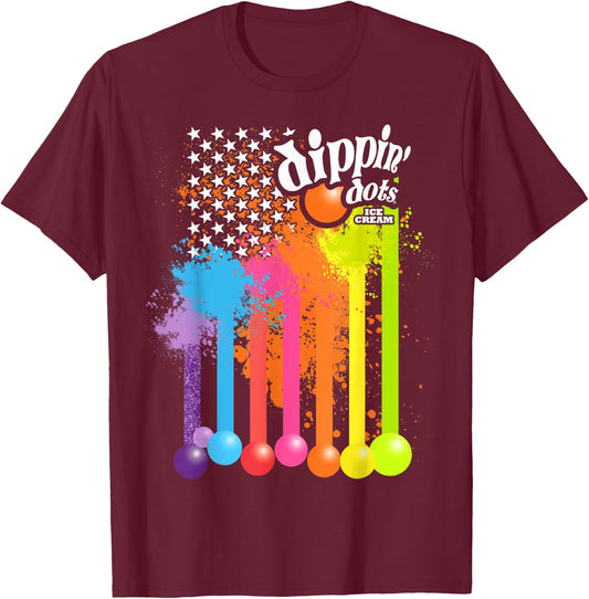 Patriotic USA Flag Dripping Ice Cream Nation Dippin Dots T-Shirt - T-Shirt | Maroon