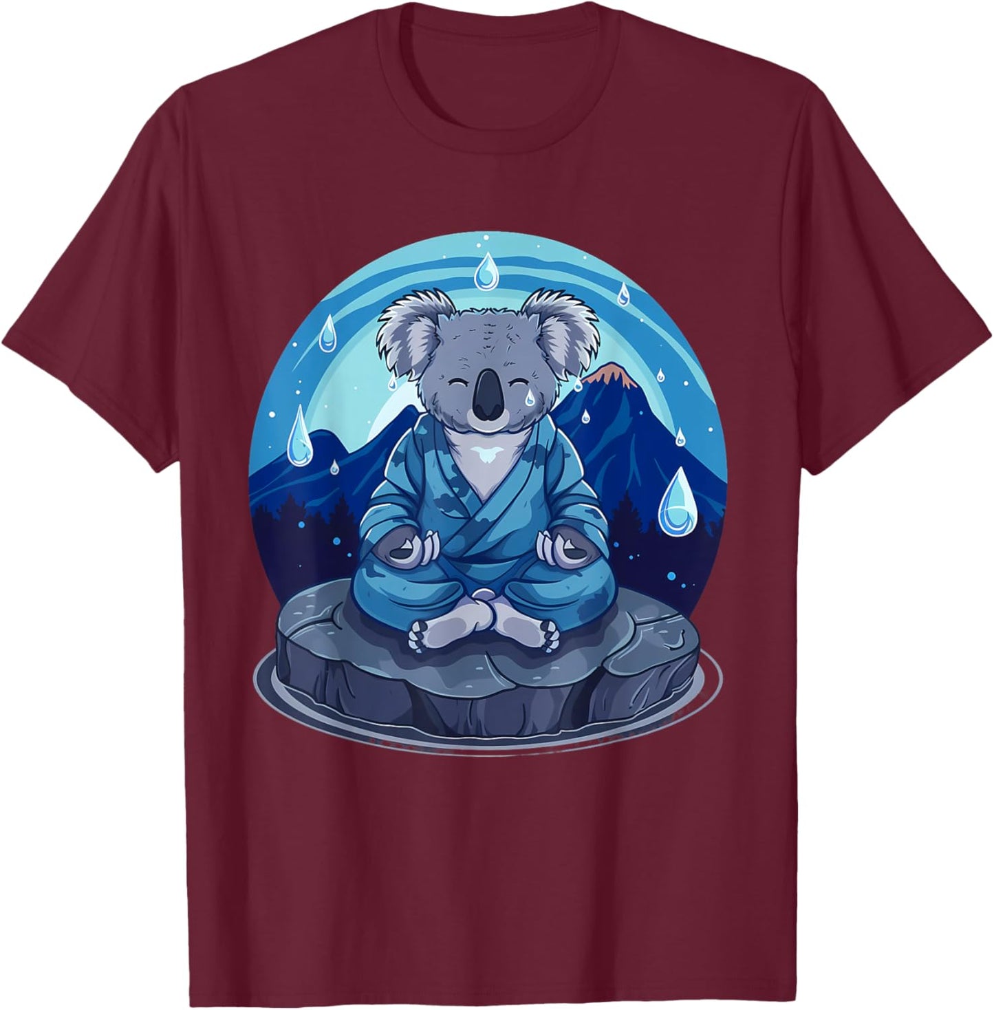 Koala Meditation Mountain Yoga Zen Buddha Buddhist Hindu T-Shirt - T-Shirt | Maroon