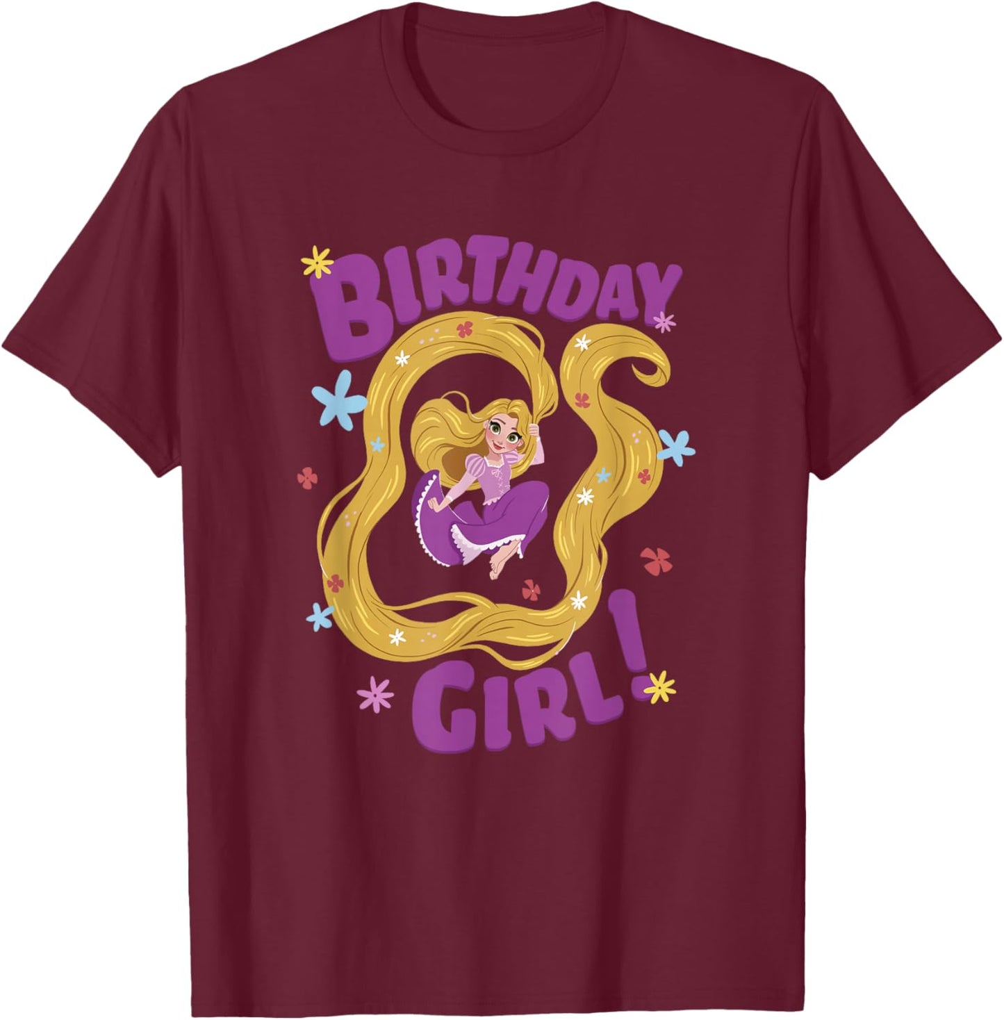 Disney Tangled Birthday Girl Adventurous Rapunzel T-Shirt - T-Shirt | Maroon