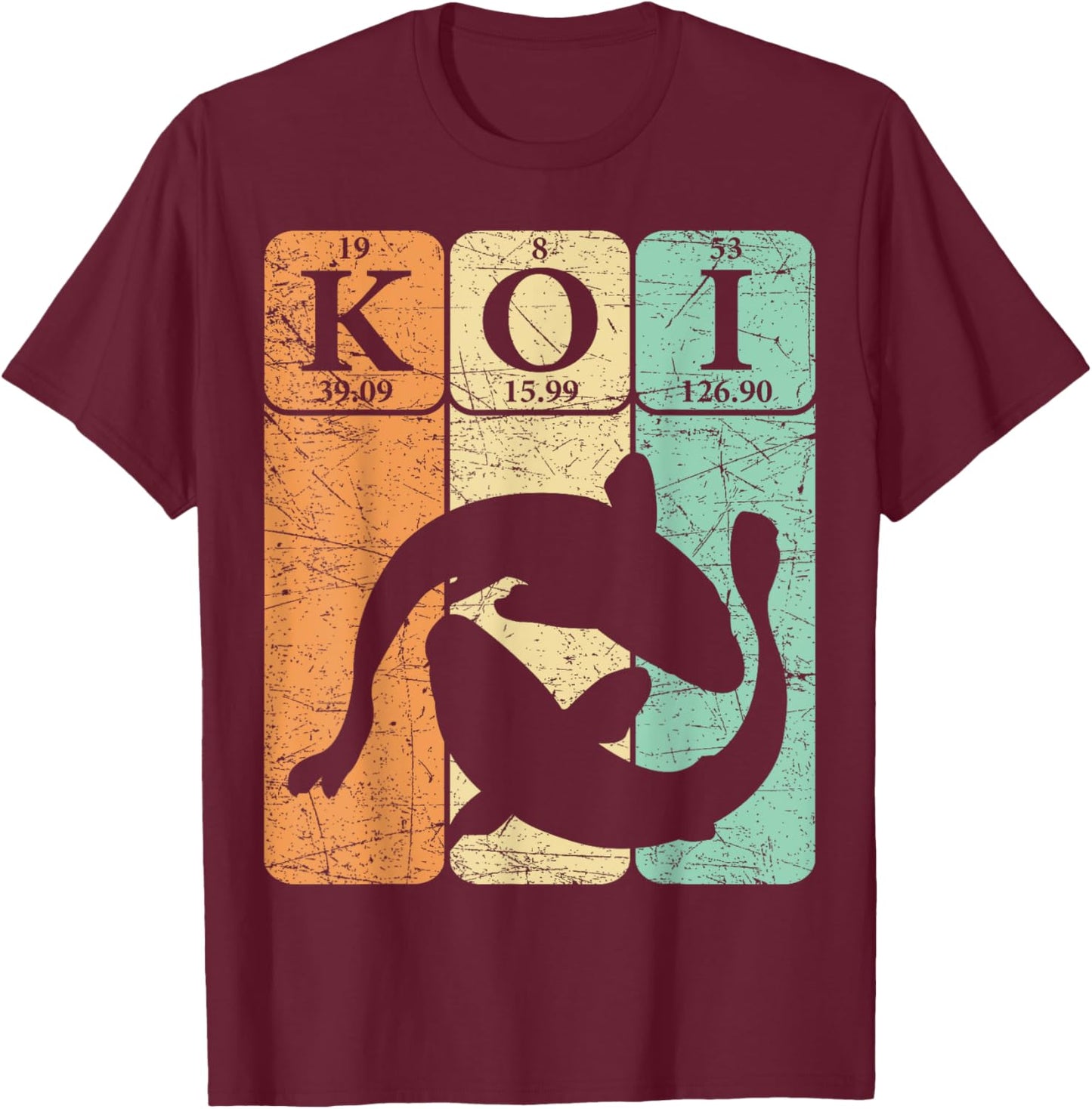 Koi Periodic Table Elements Japanese Koi Carp Fish T-Shirt - T-Shirt | Maroon
