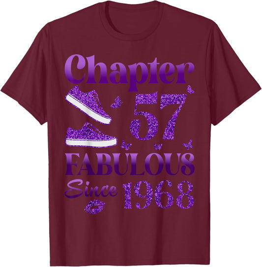 Chapter 57 Fabulous Since 1968 57Th Birthday Gift T-Shirt - T-Shirt | Maroon