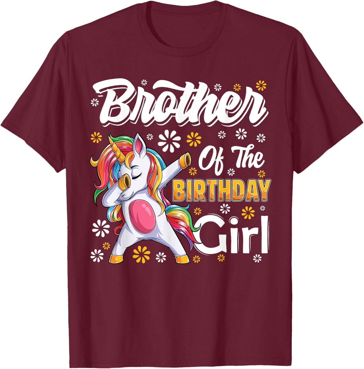 awesome dabbing unicorn birthday Brother Family Matching T-Shirt - T-Shirt | Maroon