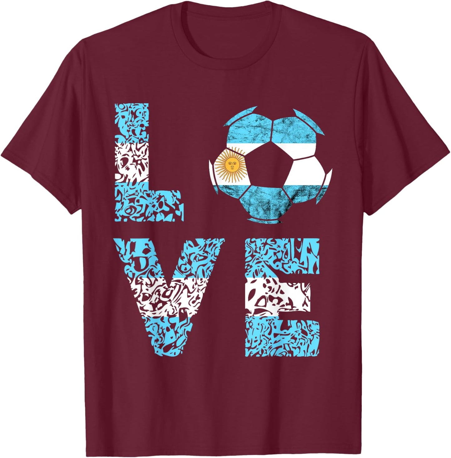 Argentina Soccer Team Argentina Love Ball Argentinian Roots T-Shirt - T-Shirt | Maroon