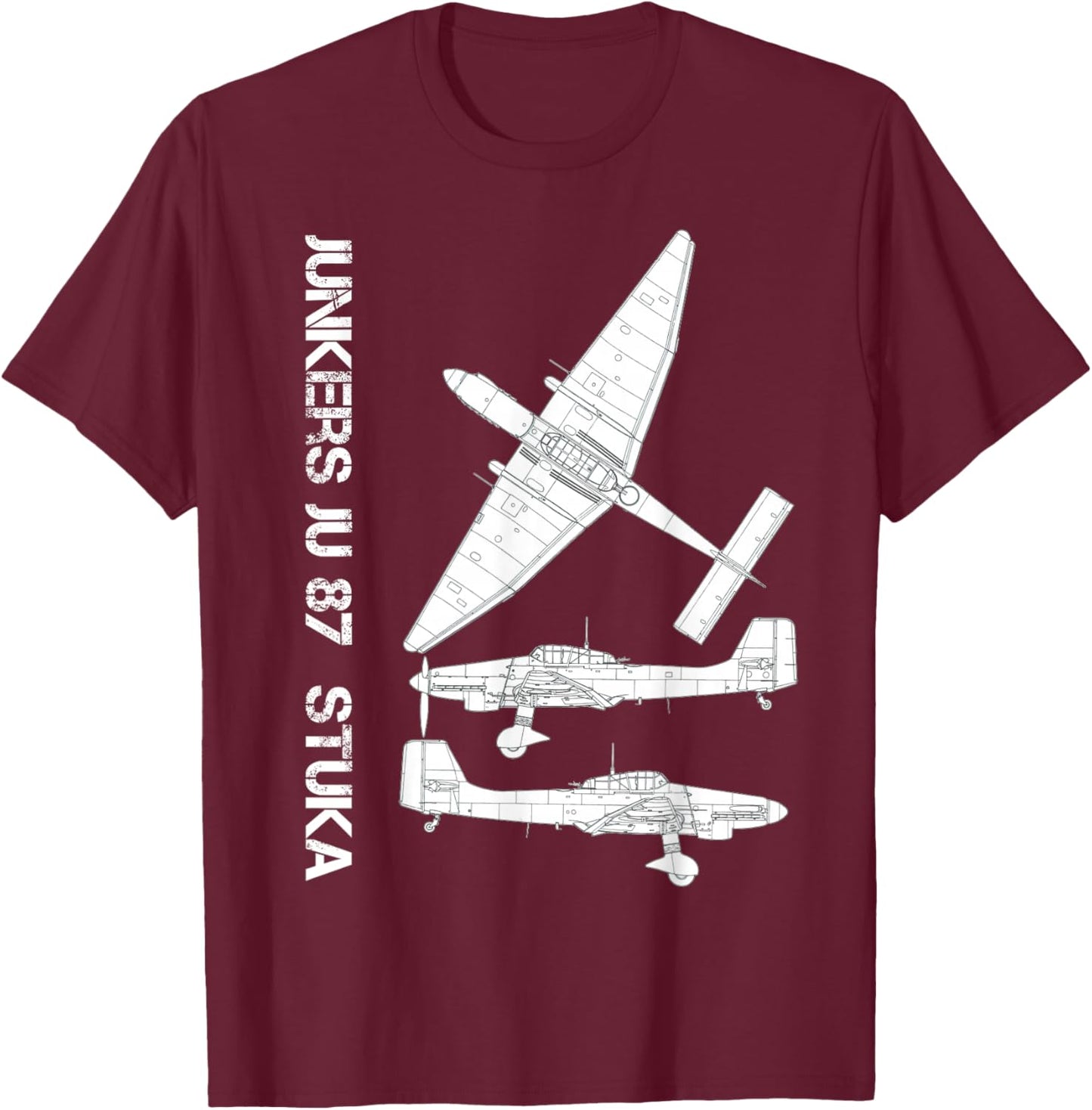 Junkers Ju 87 Stuka German WW2 Bomber Luftwaffe Airplane T-Shirt - T-Shirt | Maroon