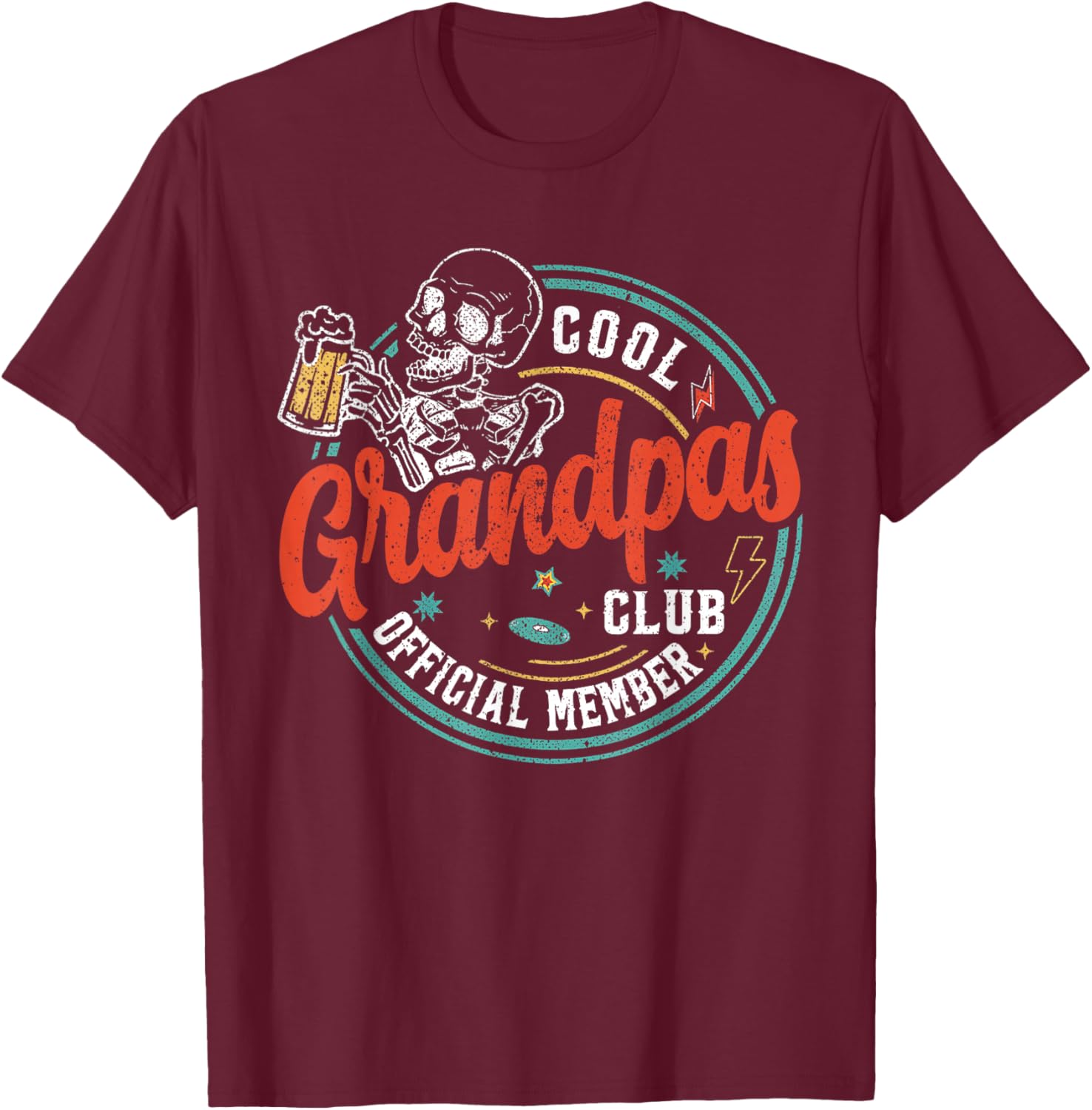 Grandpa Shirt Official Member Cool Grandpas Club T-Shirt - T-Shirt | Maroon