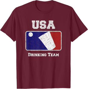 USA Drinking Team Party Beer Pong Game Distressed Retro T-Shirt - T-Shirt | Maroon