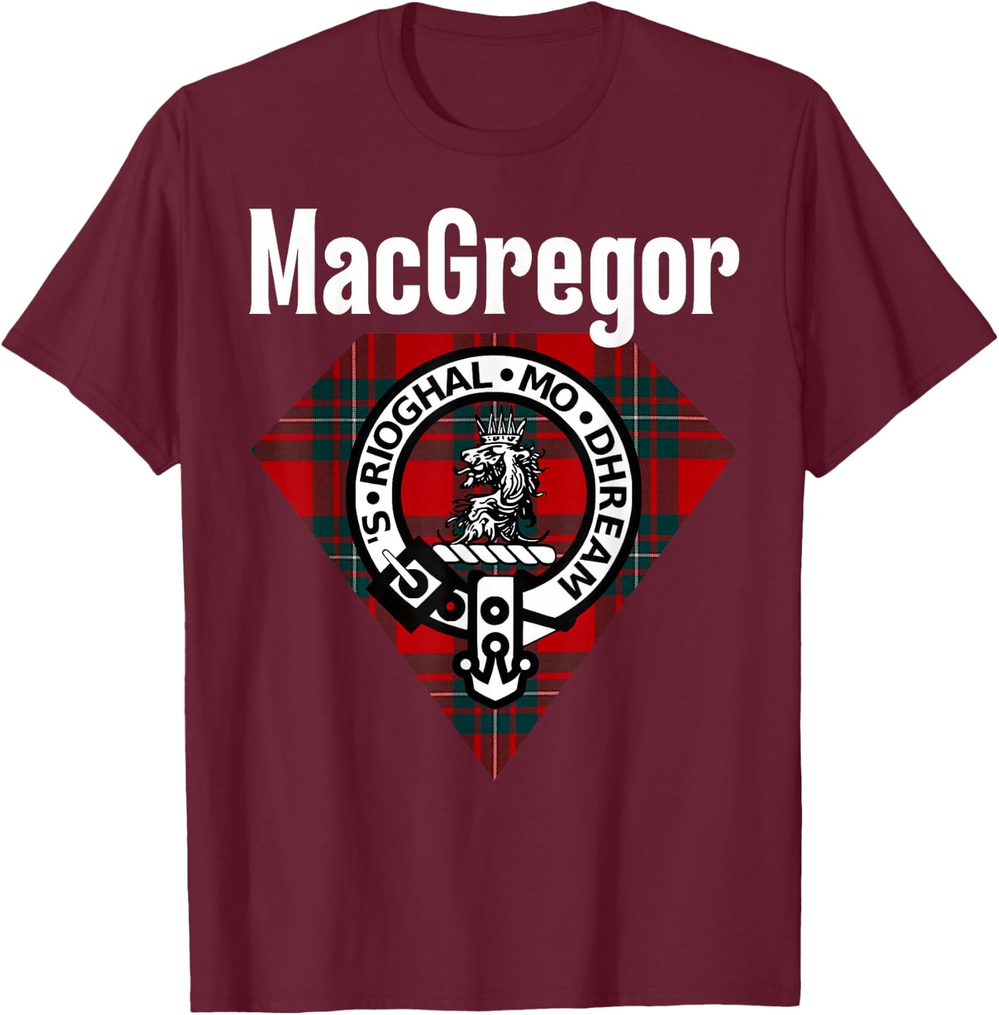 MacGregor Clan Scottish Name Coat Of Arms Tartan T-Shirt - T-Shirt | Maroon