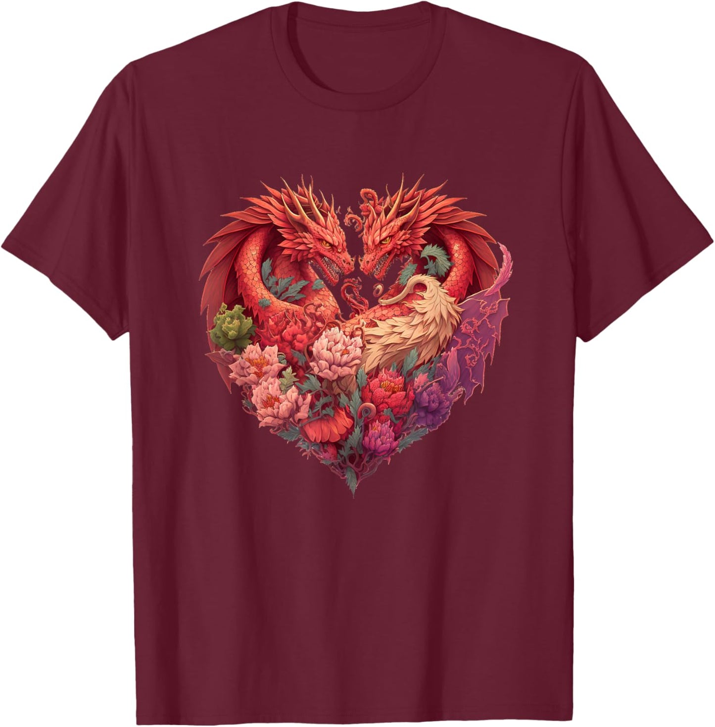 Valentine's Day Dragon Heart T-Shirt - T-Shirt | Maroon