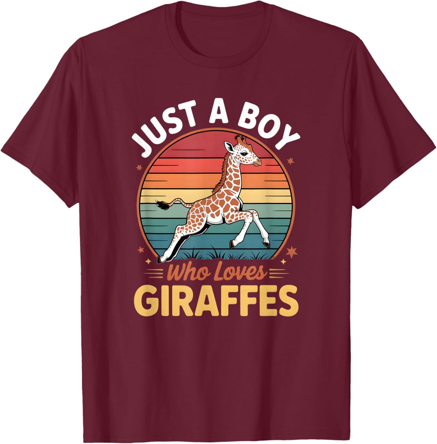 Boys Giraffe T-Shirt - T-Shirt | Maroon