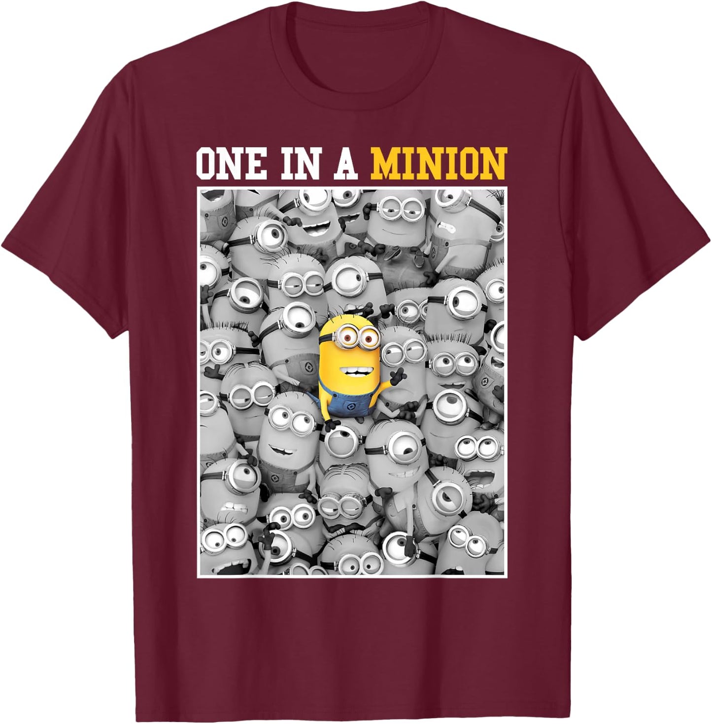 Despicable Me Minions One in A Minion Color Pop Portrait Small T-Shirt - T-Shirt | Maroon