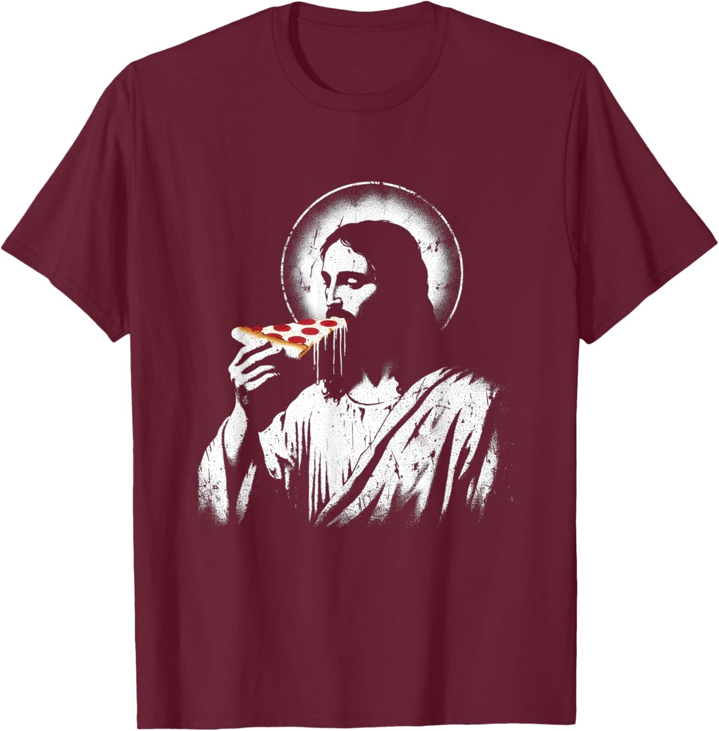 Jesus Pizza Slice - Funny Christian Religious Pizza Lover T-Shirt - T-Shirt | Maroon