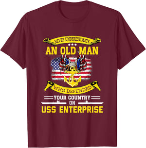 Never Underestimate USS Enterprise CVN-65 Aircraft Carrier T-Shirt - T-Shirt | Maroon