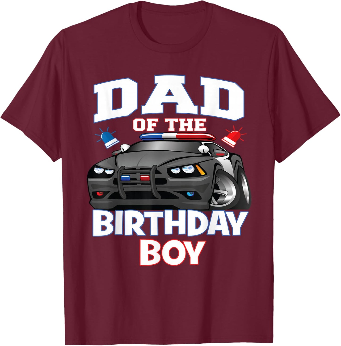 Dad Of The Birthday Boy Policeman Officer Party T-Shirt - T-Shirt | Maroon