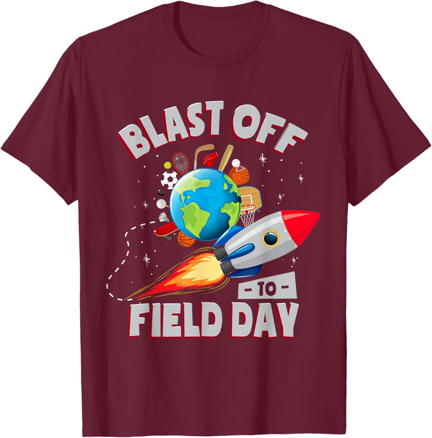Field Day Rocket Kids School T-Shirt - T-Shirt | Maroon