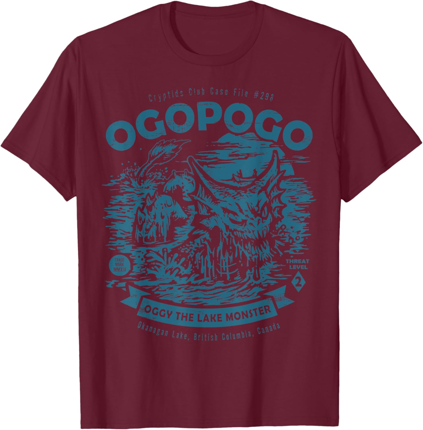 OGOPOGO - Oggy The Lake Monster Cryptids Club Case File T-Shirt - T-Shirt | Maroon