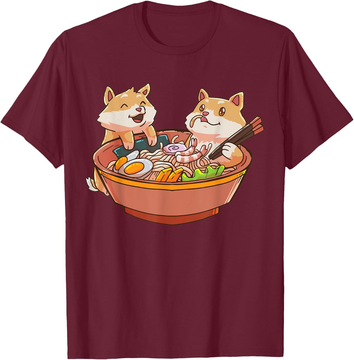 Shiba Inu Dog Ramen Bowl Anime Kawaii Japanese Gift T-Shirt - T-Shirt | Maroon