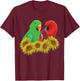 Pair of Eclectus Parrots, Male, and Female, Sunflower T-Shirt - T-Shirt | Maroon