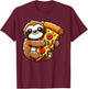 Cute Sloth Holding A Pizza Slice T-Shirt - T-Shirt | Maroon