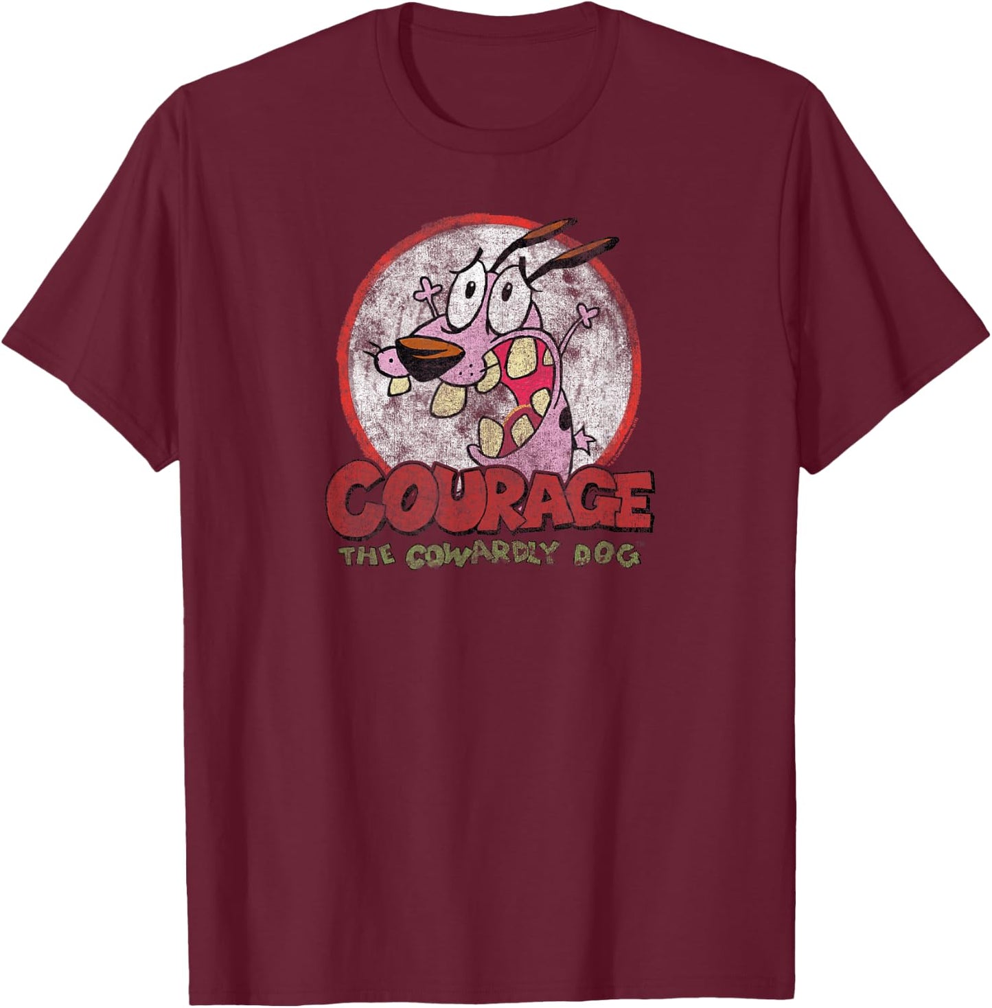 Courage The Cowardly Dog Vintage Courage T-Shirt - T-Shirt | Maroon
