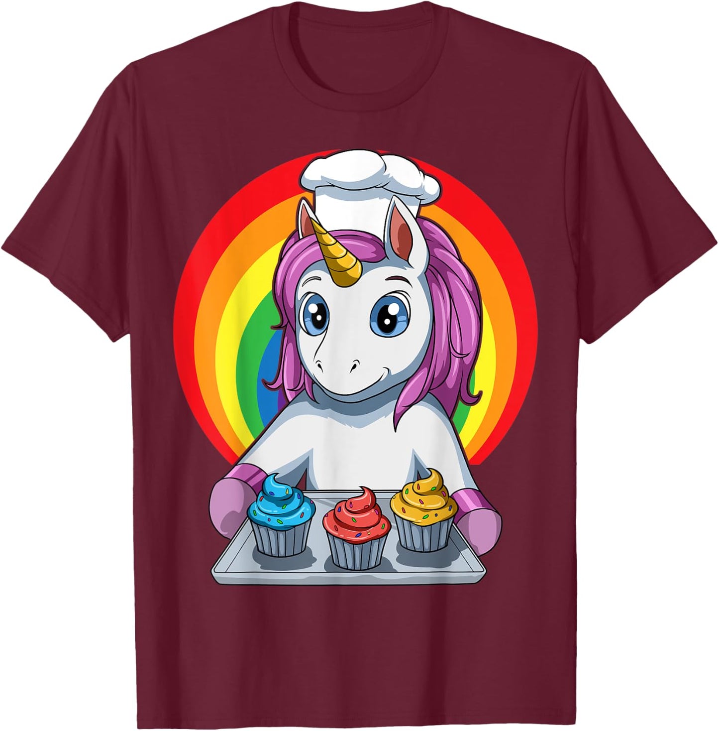 Unicorn Cupcake Unicorn Baking Cupcakes T-Shirt - T-Shirt | Maroon