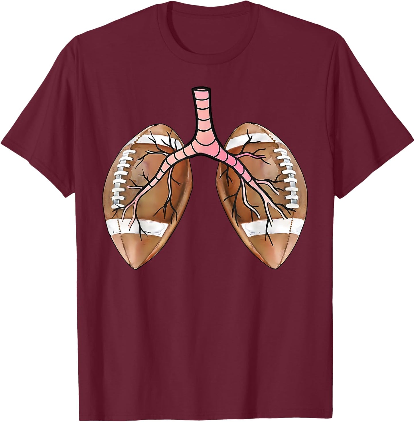 Football Lungs Respiratory Therapist Nurse Football Nursing T-Shirt - T-Shirt | Maroon