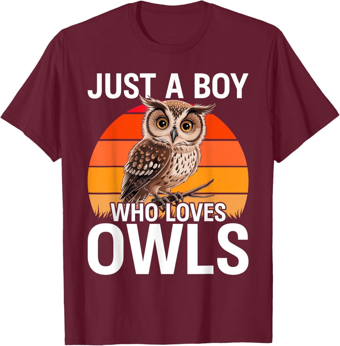 Just a Boy Who Loves Owls For Toddlers Boys Kids Birds Lover T-Shirt - T-Shirt | Maroon
