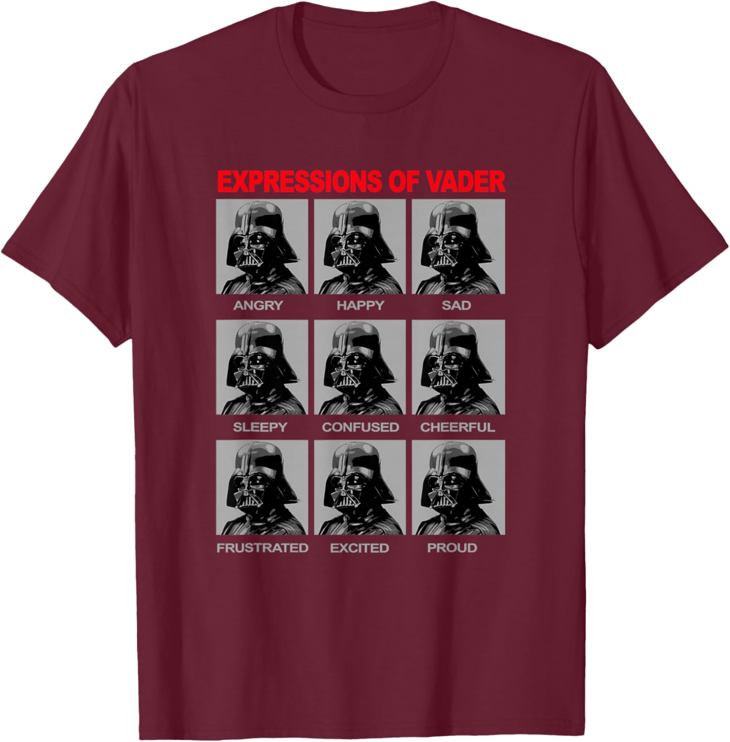 Star Wars Classic Darth Vader Expressions Of Vader Textbook T-Shirt - T-Shirt | Maroon