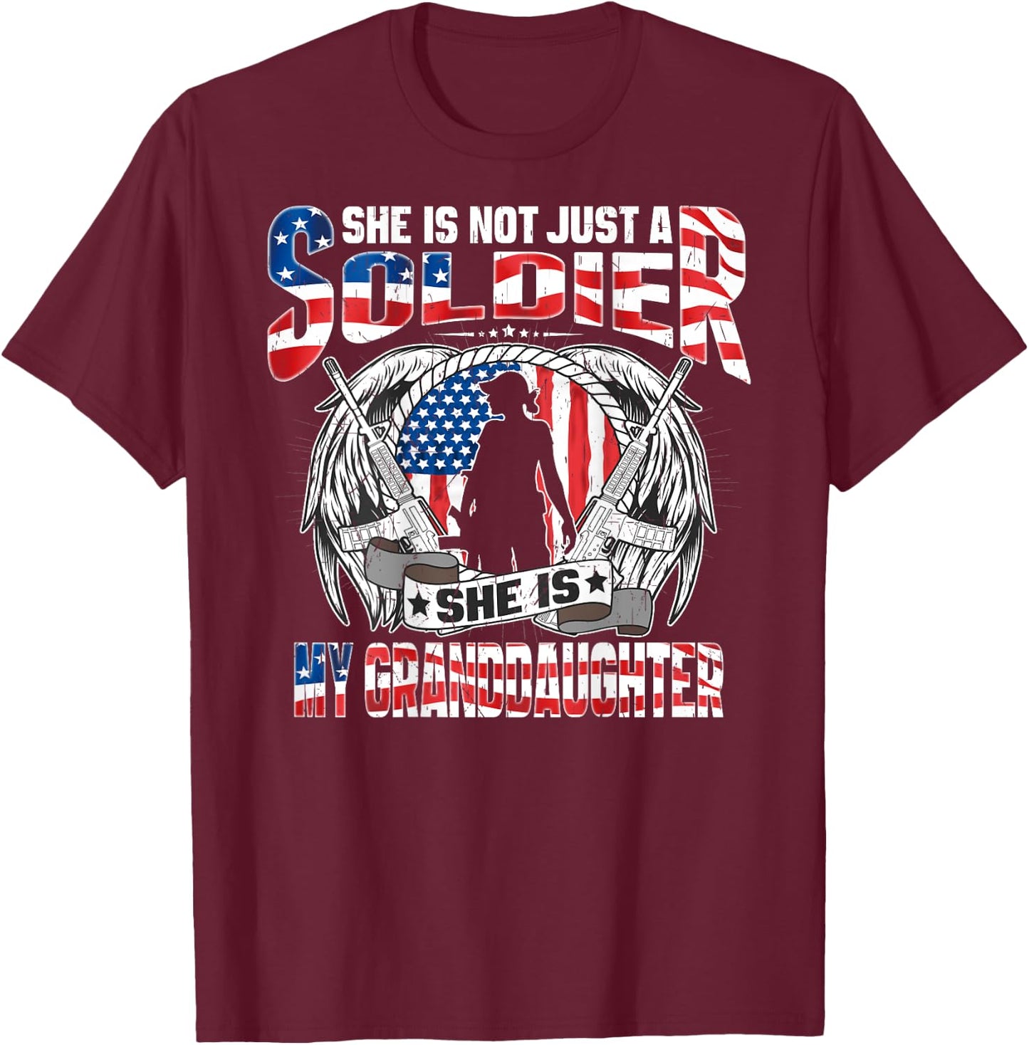 My Granddaughter Is A Soldier Hero - Proud Army Grandparents T-Shirt - T-Shirt | Maroon