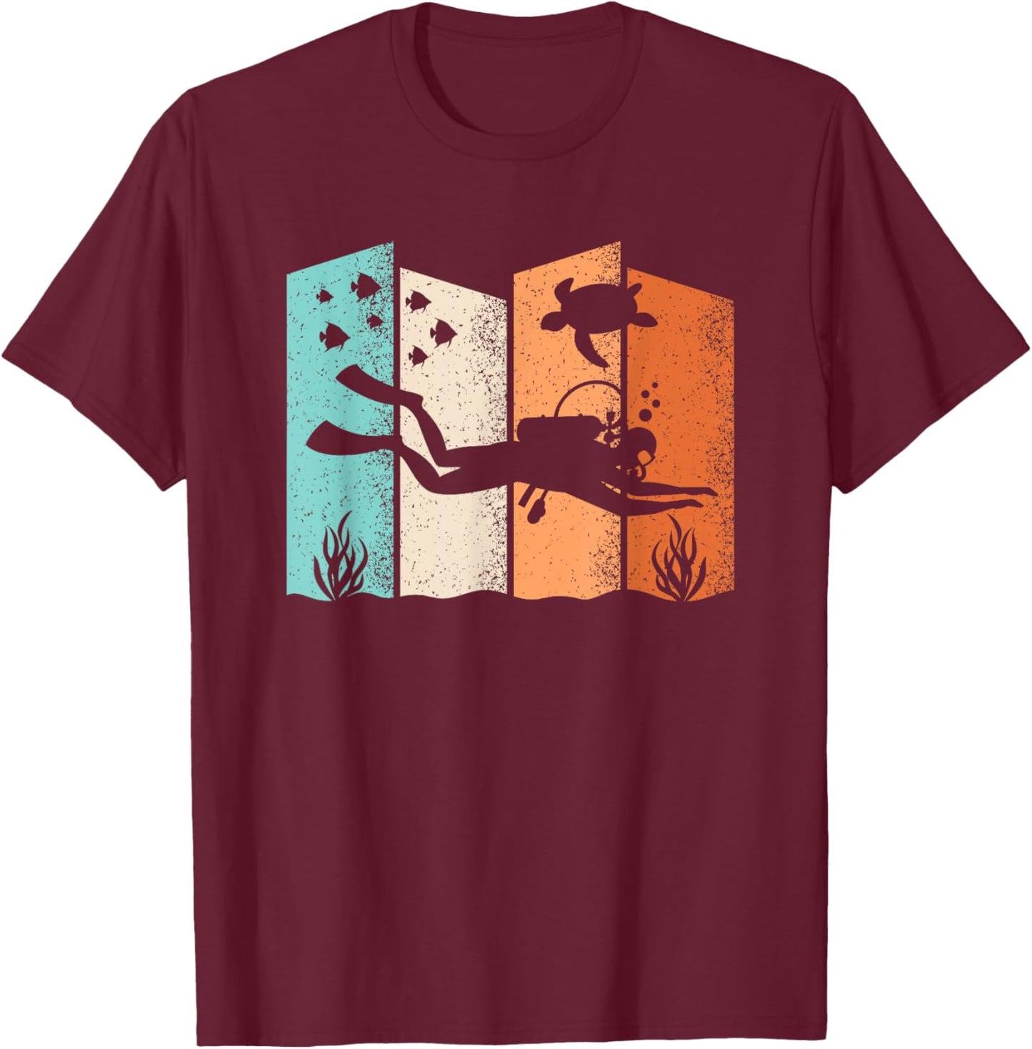 Retro Diving Graphic Dive Diver Men Women Kids T-Shirt - T-Shirt | Maroon